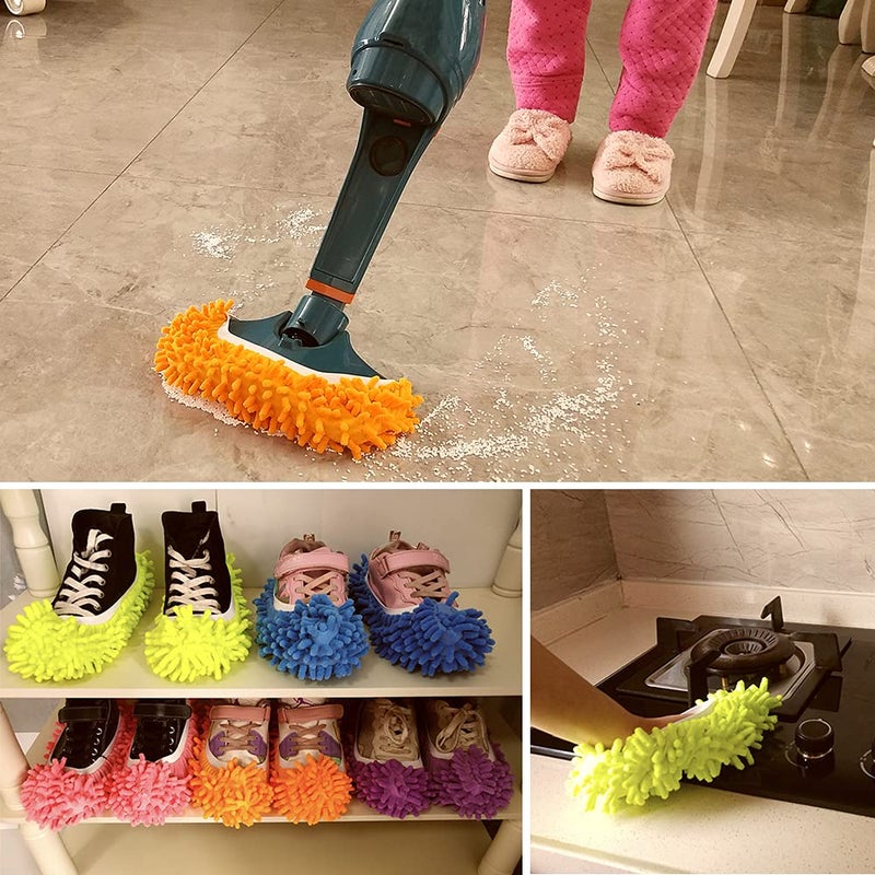 SUSIFT 10 PCS 5 Pairs Dust Duster Mop Slippers Shoes Cover, Multi Function Washable Microfiber Foot Socks Floor Cleaning Shoes Cover for House Kitchen Office - Image 5